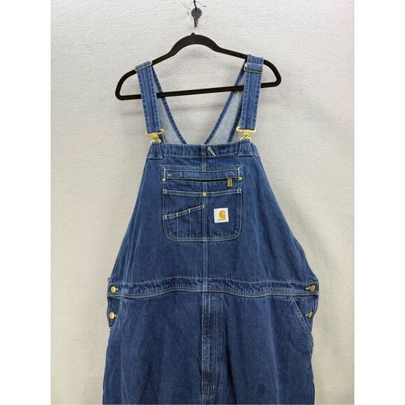 Carhartt Mens Blue Denim Loose Fit Adjustable Carpenter Bib Overalls Size 54x34 - Picture 4 of 8